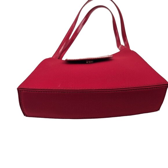 Liz Claiborne Red Shoulder Bag 100 Percent Polyester with PVC Trim Made in China - Picture 4 of 8